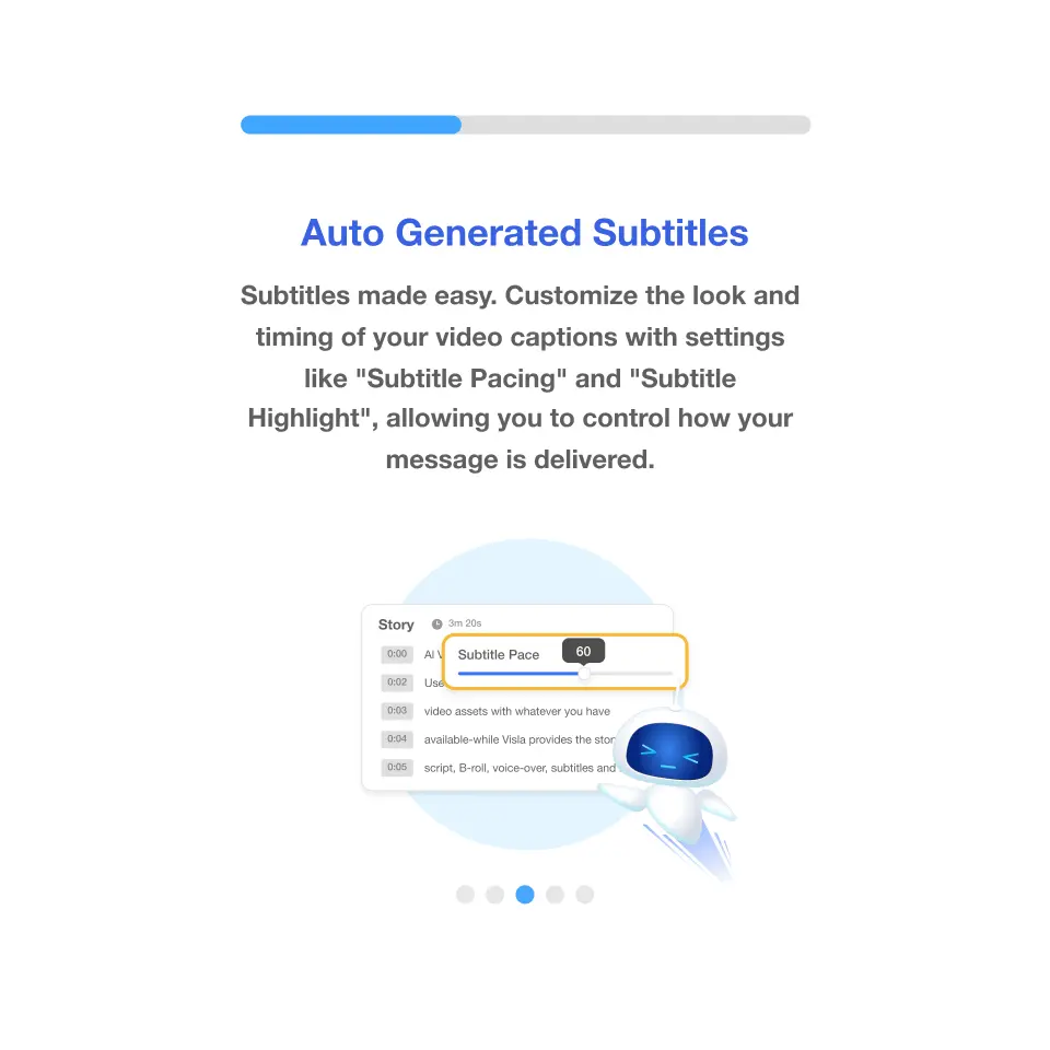 Describe your video goal inside Visla AI short video creator with automated subtitles and settings.